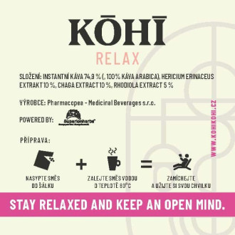 KOHI-RELAX káva - ADAPTOGEN COFFEE MIX WITH LION S MANE & CHAGA - 20 sáčků