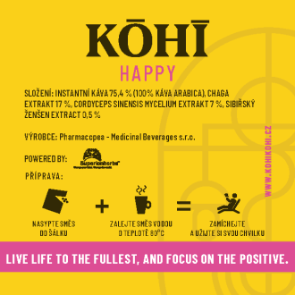 KOHI-HAPPY káva - ADAPTOGEN COFFEE MIX WITH CHAGA & CORDYCEPS - 20 sáčků