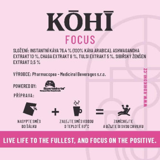 KOHI-FOCUS káva - ADAPTOGEN COFFEE MIX WITH ASHWAGANDHA & CHAGA - 20 sáčků